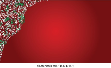Winter Vector Background with Falling Glitter Snowflakes and Stars. Isolated on Transparent. Glamour Snow Twinkly Pattern. Glitter Overlay Print. Winter Party. Design for Card.