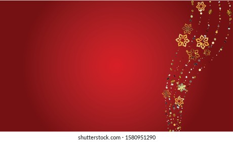 Winter Vector Background with Falling Glitter Snowflakes and Stars. Isolated on Transparent. Glitter Snow Sparkle Pattern. Snowfall Overlay Print. Winter Sky. Design for Party Invitation.