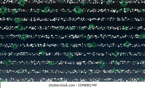 Winter Vector Background with Falling Glitter Snowflakes and Stars. Isolated on Transparent. Party Snow Confetti Pattern. Glitter Overlay Print. Winter Sky. Design for Web.