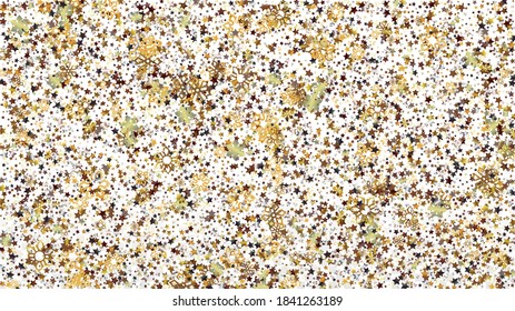 Winter Vector Background with Falling Glitter Snowflakes and Stars. Isolated on Transparent. Party Snow Sparkle Pattern. Snowfall Overlay Print. Winter Sky. Design for Banner.