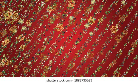 Winter Vector Background with Falling Glitter Snowflakes and Stars. Isolated on Transparent. Elegance Snow Confetti Pattern. Glitter Overlay Print. Winter Sky. Design for Poster.