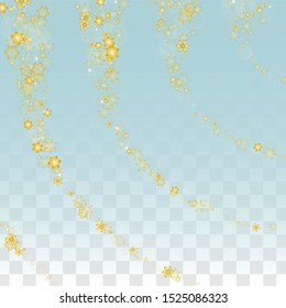Winter Vector Background with Falling Snowflakes  Isolated on Transparent Background. Glitter Snow Sparkle Pattern. Snowfall Overlay Print. Winter Sky. Realistic Snow. Happy Christmas, New Year.