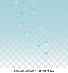 Winter Vector Background with Falling Snowflakes  Isolated on Transparent Background. Magic Design for Party Invitation, Banner, Sale, Poster. Realistic Snow. Happy Christmas, New Year.