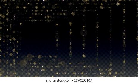 Winter Vector Background with Falling Snowflakes  Isolated on Transparent Background. Festival Snow Sparkle Pattern. Snowfall Overlay Print. Winter Sky. Realistic Snow. Happy Christmas, New Year
