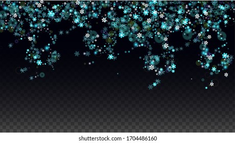 Winter Vector Background with Falling Snowflakes  Isolated on Transparent Background. Realistic Design for Party Invitation, Banner, Sale, Poster. Realistic Snow. Happy Christmas, New Year.