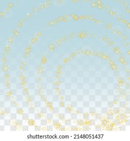 Fondo vectorial invernal con copos de nieve caídos aislados en fondo transparente. Diseño del Festival para Invitación de Fiesta, Cartel, Venta, Afiche. Nieve realista. Feliz Navidad, Año Nuevo.