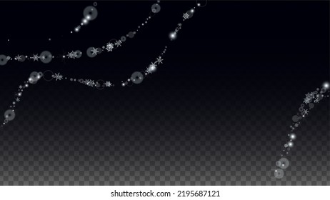 Winter Vector Background with Falling Snowflakes  Isolated on Transparent Background. Magic Design for Party Invitation, Banner, Sale, Poster. Realistic Snow. Happy Christmas, New Year.
