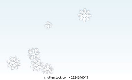 Winter Vector Background with Falling Snowflakes. Isolated on White Blue Background.  Elegance Design for Party Invitation, Banner, Sale, Poster. Papercut Snowflakes.
