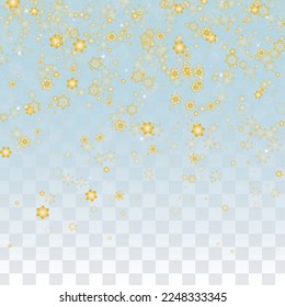 Wintervektorhintergrund mit Fallenden Schneeflocken einzeln auf transparentem Hintergrund. Luxusschneemuster Schneefall Overlay Print. Winter Sky. Realistischer Schnee. Frohe Weihnachten, Neujahr.