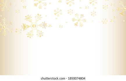 Winter vector background, golden falling snowflakes, for design, use as abstract wallpaper or greeting card, Christmas and New Year.