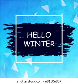 Winter vector background with grunge effect. Blue abstract illustration in vintage style.