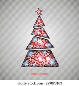 Winter vector background silhouette of the Christmas tree incision in the paper with space for your text. Season backdrop. Winter template.