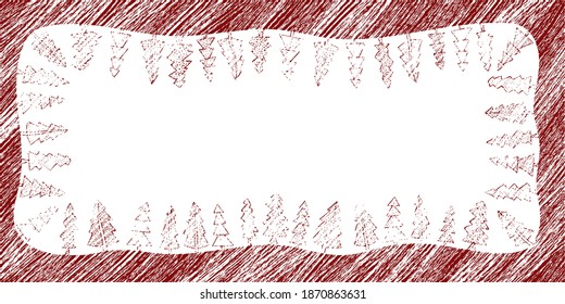 Winter vector background. Stylized fir trees. 
