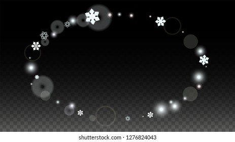 Winter Vector Background with White Falling Snowflakes Isolated on Transparent Background. Miracle Snow Sparkle Pattern. Snowfall Overlay Print. Winter Sky. Design for  Party Invitation.