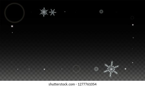 Winter Vector Background with White Falling Snowflakes Isolated on Transparent Background. Elegance Snow Sparkle Pattern. Snowfall Overlay Print. Winter Sky. Design for  Party Invitation.