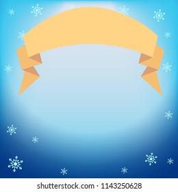 Winter vector blue light effect, projector ray with shining halo, ribbon and snowflakes
