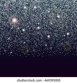 The winter vector dark background with snow. Falling snowflakes Abstract illustration.