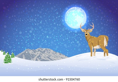 winter vector and deer