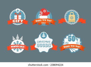 Etiquetas de descuento vectorial de invierno. Juego de etiquetas de descuento para etiquetas vectoriales 
