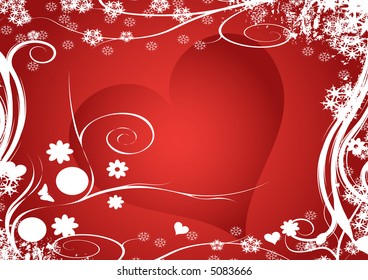winter vector floral heart design