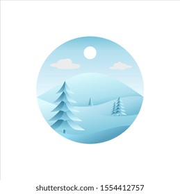 winter vector. Green spruce icon. varied spruce with objects. graphic design for holidays.
