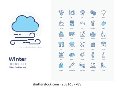 winter vector icon collection stock illustration