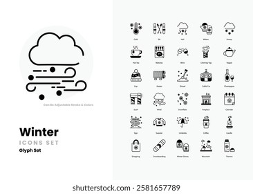 winter vector icon collection stock illustration