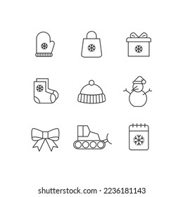 winter vector icon set festival and christmas season icon