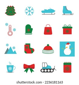 winter vector icon set festival and christmas season icon