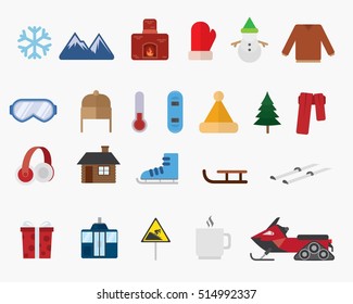 Winter vector icons set. Vector illustration holiday icons