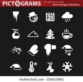 Winter vector icons for user interface design