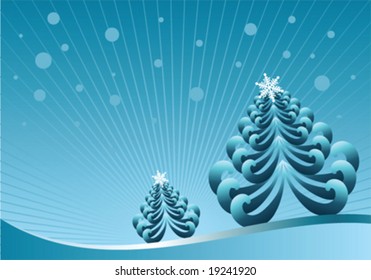 winter vector illustration with christmas tree