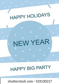Winter vector illustration for greeting card, printing, advertising, posters, promotional material. Template, banners with New Year's party.
