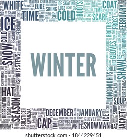 Winter vector illustration word cloud isolated on a white background.