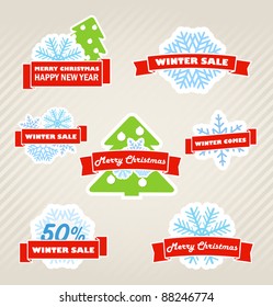 Winter vector labels set