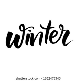 Winter. Vector lettering.Hand drawn  lettering.