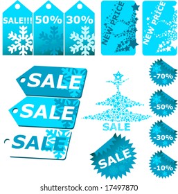 Winter vector sale tag stickers with discount