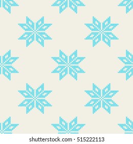 winter vector seamless pattern, knit snowflake