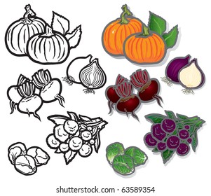 Winter Vegetable Icons 2 Vector icon collection of vegetable related images. Fully editable layers included