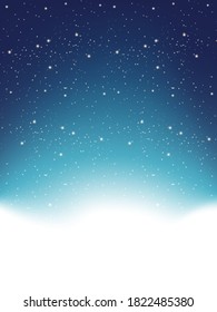 Winter vertical starry sky, vector art illustration.
