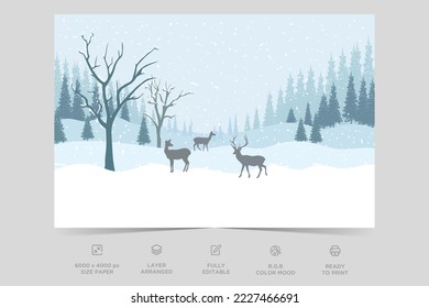 Winter view landscape design nature scene flat illustration design background template vector 