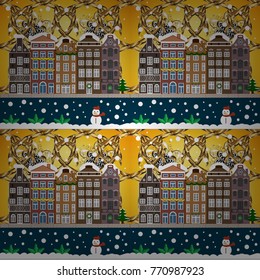 Winter village landscape. Vector illustration. Background.