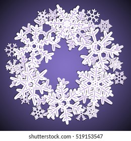 Winter    vintage  background with round paper frame and shade for the new year and Christmas design