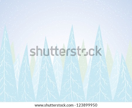 Winter Vintage Background With Tree. Retro Vector Illustration