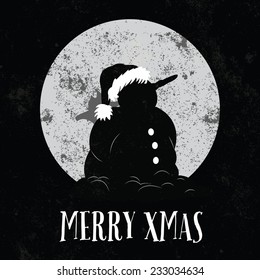 Winter vintage poster in flat design style / Christmas poster with MERRY XMAS inscription / Typographic vector illustration