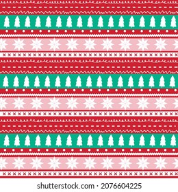 Winter vintage retro pattern knitted sweater style, red green, trees snowflakes, wallpaper, fashion print, textile pattern, scrapbooking, invitation, christmas card, decoration, festive, traditional