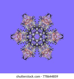 Winter violet, gray and neutral christmas snow flat crystal element. Xmas frost snow flake isolated silhouette symbol. Snowflake vector icon background. Vector art. Weather illustration ice collection