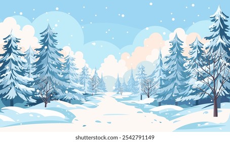 Fundo de vocação de inverno com árvore de Natal inspirado paisagem de inverno