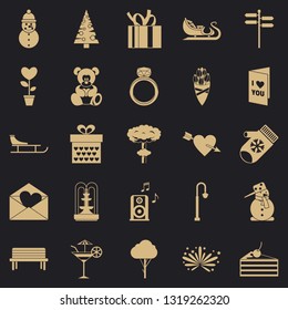 Winter walk icons set. Simple set of 25 winter walk vector icons for web for any design