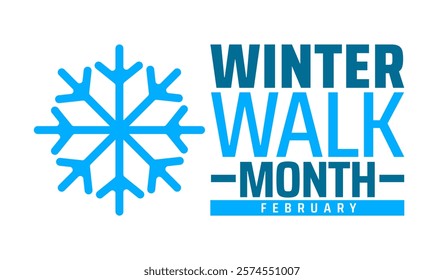 Winter Walk Month background banner or poster design template. observed every year in February. Holiday concept. Use to any Template, card, poster, placard, template.